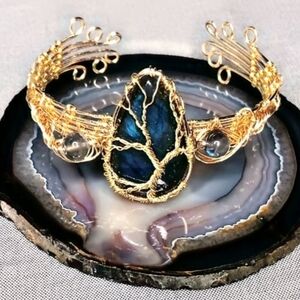 Handmade Unique Nightroot Guardian Labradorite Cuff